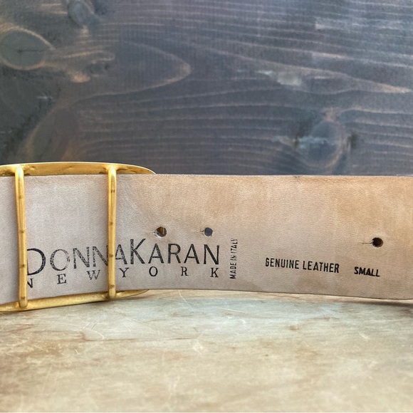 Donna Karan belt brown leather metal hardware western size small main image 5